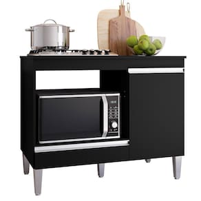 Balcão Cooktop Carla 105cm Com 1 Porta Preto - Ajl Móveis Preto