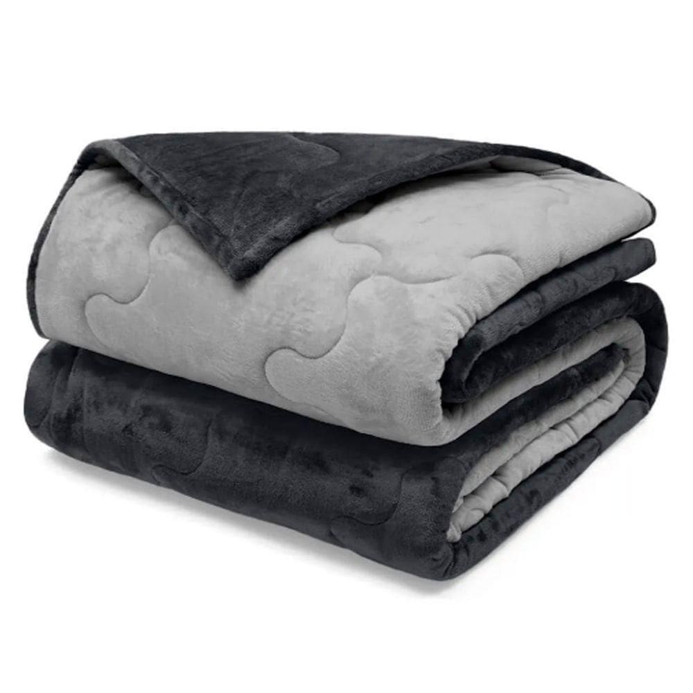 Edredom Buettner Queen Plush Flannel 100% Poliéster Dupla Face 240mx260m Preto E Metal Escuro