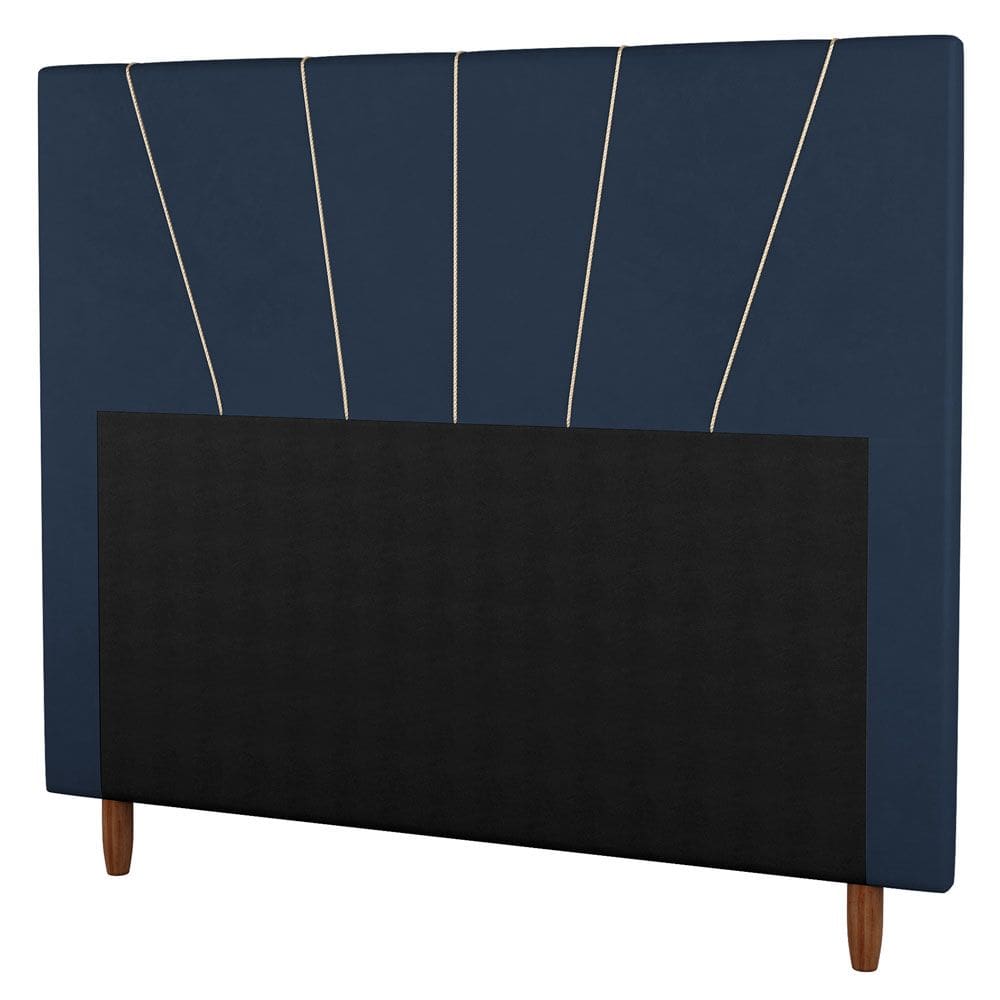 Cabeceira Cama Box Casal King Size Dallas 195cm Veludo Azul - Abmaza