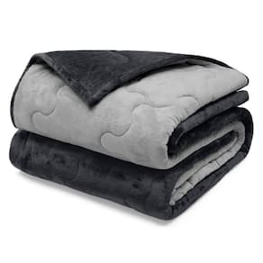Edredom Buettner King Plush Flannel 100% Poliéster Dupla Face 260mx280m Preto E Metal Escuro