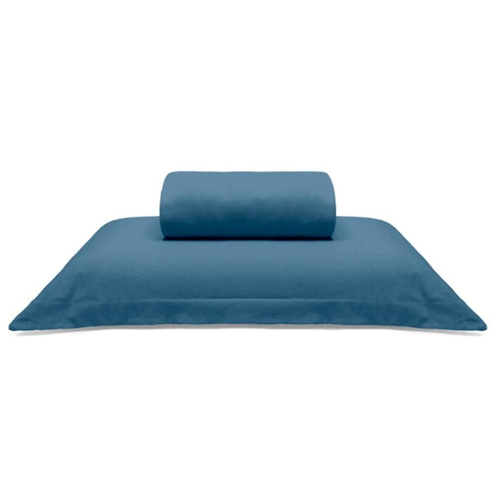 Jogo De Cama Buettner Solteiro Malha Liso 2 Peças Image Azul