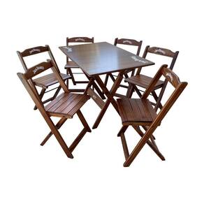 Conjunto Mesa Dobrável Madeira 110x70 Com 6 Cadeiras Personalizada Jack Imbuia - Tarimatã