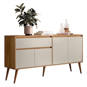 Buffet Aparador 4 Portas E 1 Gaveta Ravi Nature-off White - Peternella Móveis Nature-off White