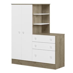 Guarda Roupa Com Cômoda Infantil Doce Sonho 2 Portas E 3 Gavetas Carvalho-branco - Qmovi Carvalho-branco