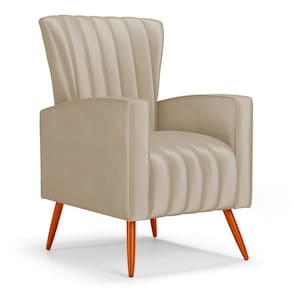 Poltrona Decorativa Melody com Pés Palito Suede Bege - Abmaza