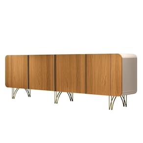 Balcão Buffet Saluti 4 Portas Off White-cinamomo - Hb Móveis Off White-cinamomo
