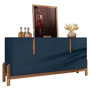 Buffet Aparador Lizz 170cm 4 Portas Azul Cobalto-cedro - Casa D Azul Cobalto-cedro