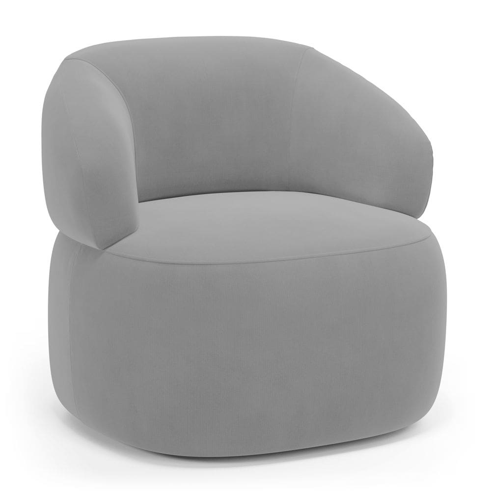 Poltrona Orgânica Giratória Living Glee Veludo Cinza - Abmaza
