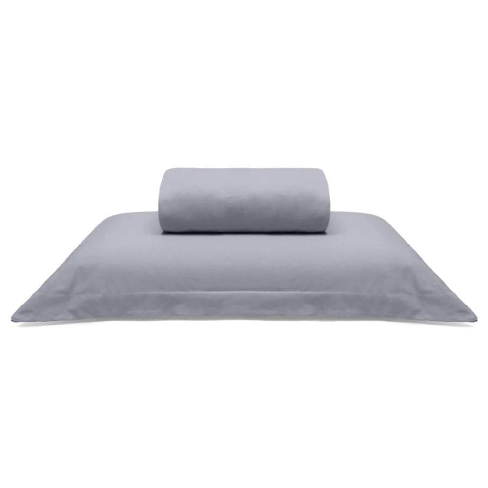 Jogo De Cama Buettner Solteiro King Malha 100% Algodão Liso 2 Peças Image Cinza