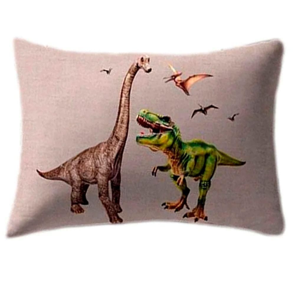 Fronha Portallar Malha 100% Algodão Estampa Localizada Jurassic 48cmx68cm Branco