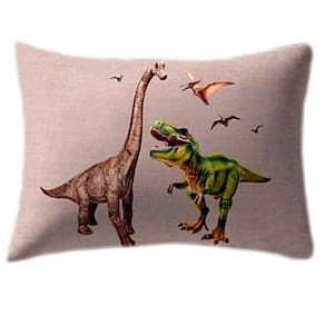 Fronha Portallar Malha 100% Algodão Estampa Localizada Jurassic 48cmx68cm Branco