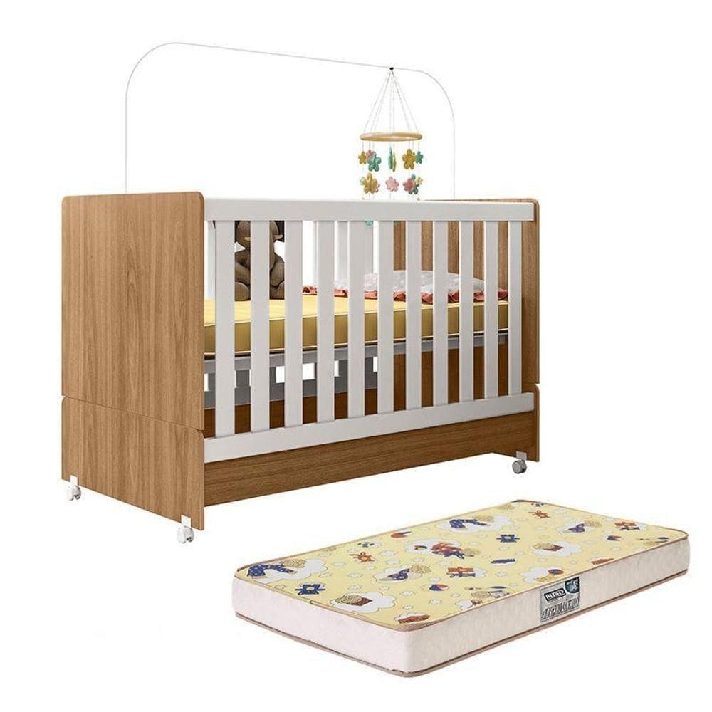 Berço Mini Cama Nature-branco Com Colchão Supreme - Peternella Móveis Nature-branco