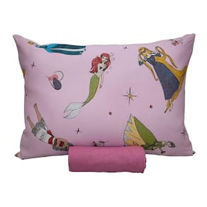 Jogo De Cama Portallar Solteiro Malha 100% Algodão Disney Princesas Brilhantes 2 Pçs Rosa