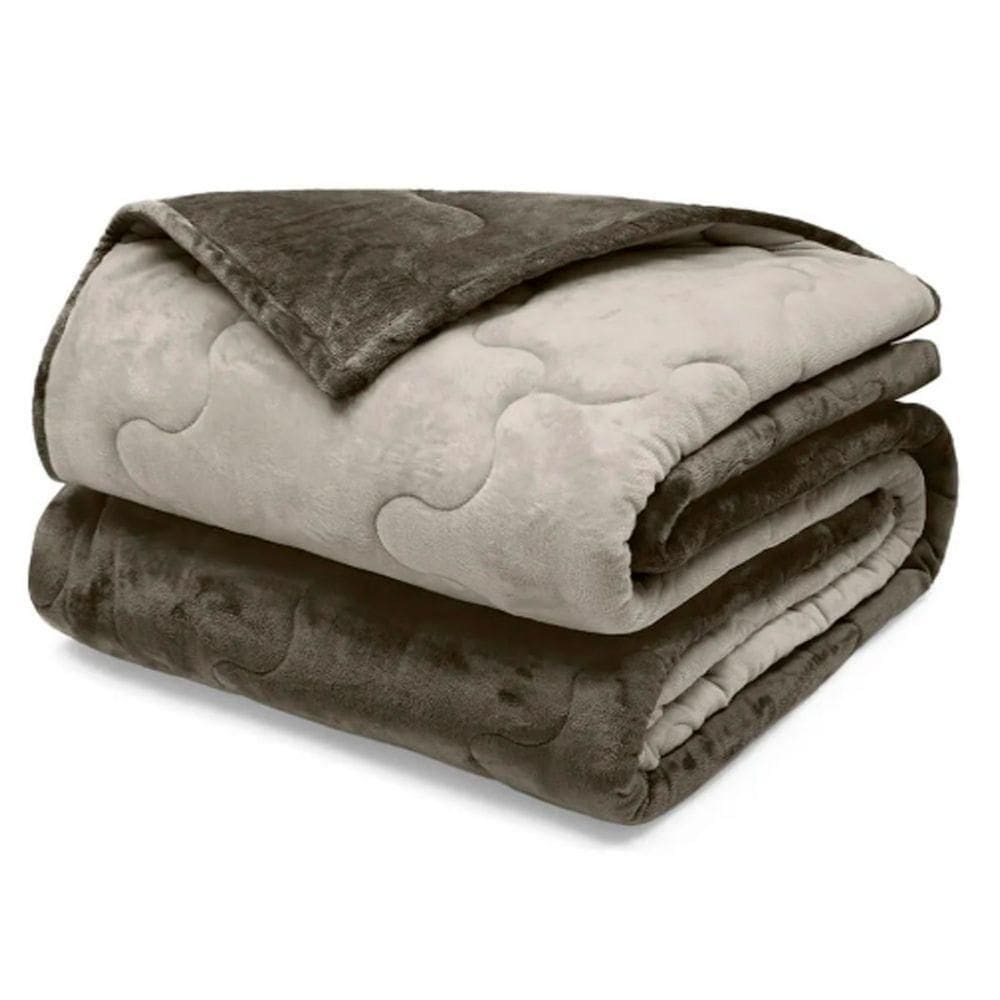 Edredom Buettner Casal Plush Flannel Dupla Face 100% Poliéster 220mx240m Chocolate Escuro E Chocolate Claro