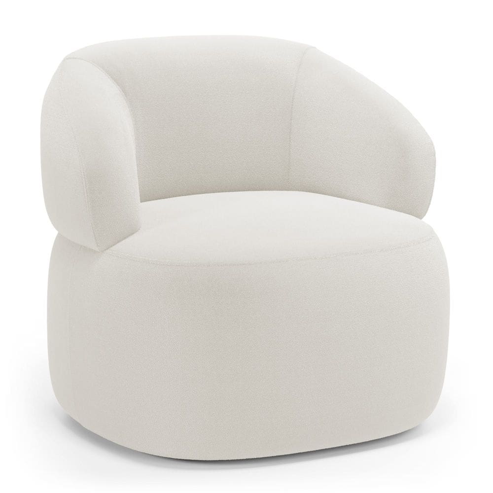 Poltrona Orgânica Giratória Living Glee Bouclê Off White - Abmaza
