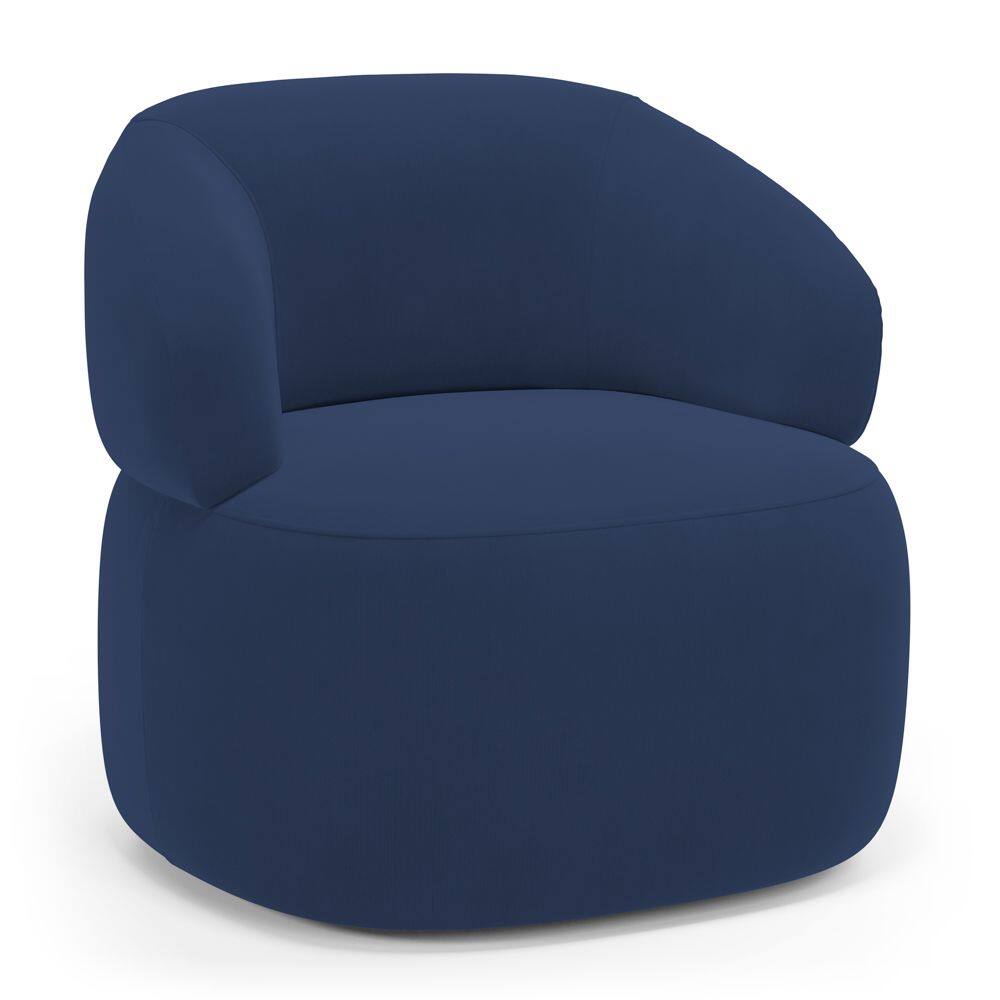 Poltrona Orgânica Giratória Living Glee Veludo Azul Marinho - Abmaza