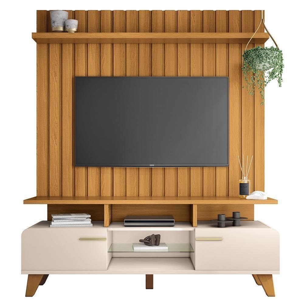 Rack Bancada Essenza Com Painel Link Cinamomo-off White Para Até 60? - Hb Móveis Cinamomo-off White