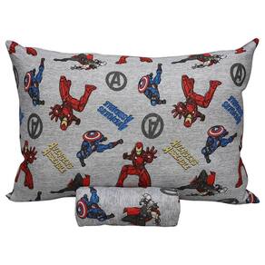 Jogo De Cama Portallar Solteiro Malha Mista Estampado Disney Marvel Assemble Avengers Shield 2 Pçs Cinza