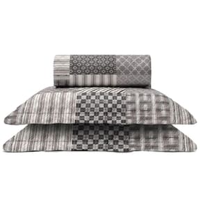 Cobre Leito Buettner Queen Microfibra Renove Estampado Austria 3 Peças Cinza