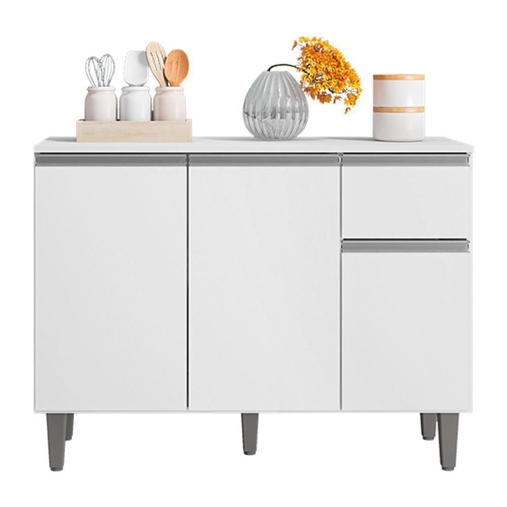 Balcão De Cozinha Vanessa 105cm Branco Com Tampo Mdp - Ajl Móveis Branco