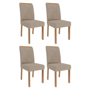 Conjunto 4 Cadeiras Fernanda Wood Madeira-linho Bege - Cimol Móveis Madeira-linho Bege