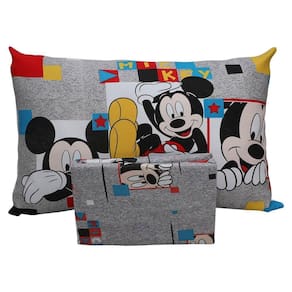 Jogo De Cama Portallar Solteiro Joy Malha Mista Estampado Disney Retrato Do Mickey 2 Peças Cinza