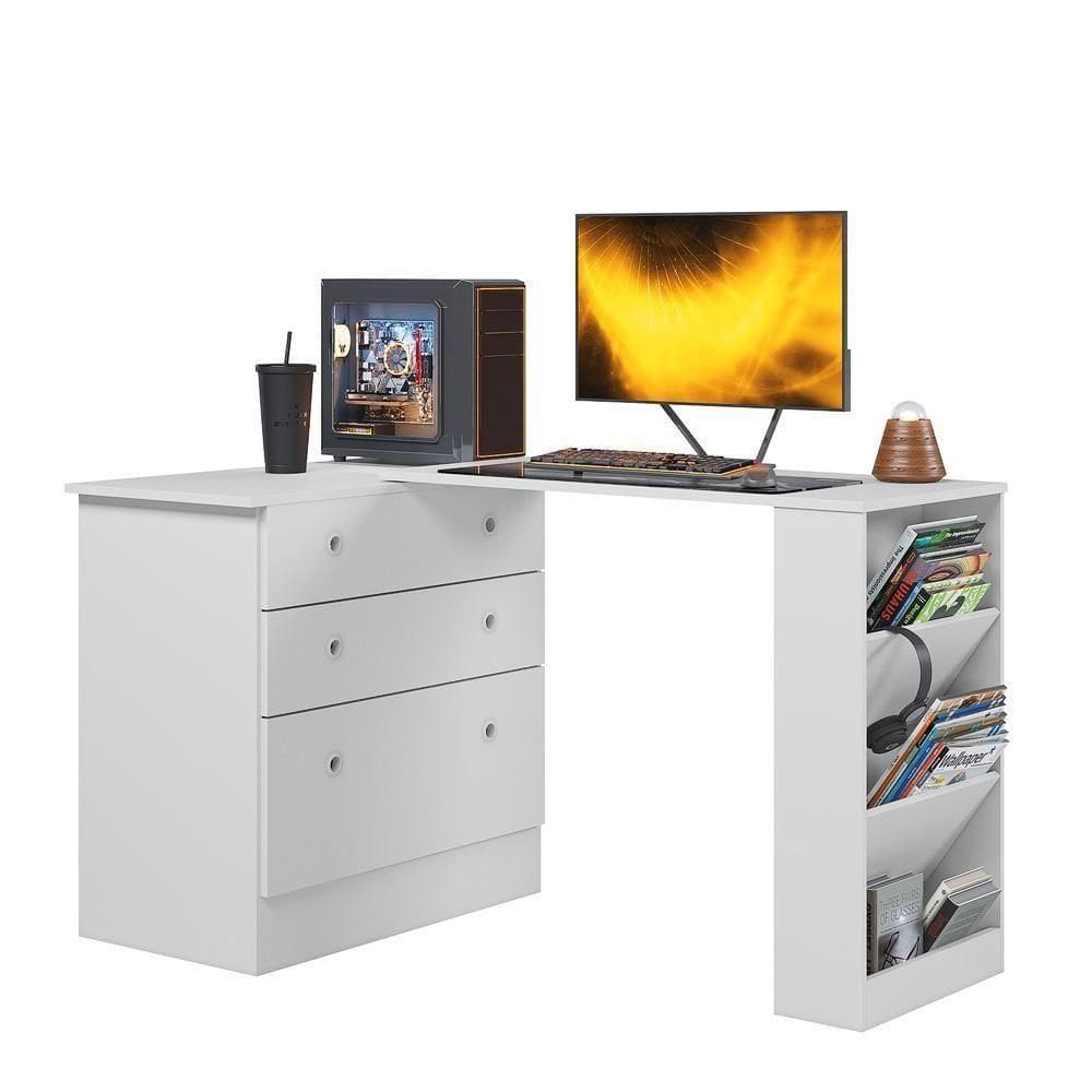 Cômoda Com Mesa Giratória Gamer Branco - Qmovi Branco