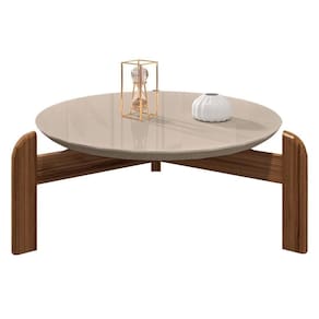Mesa De Centro Lizz Redonda Off White-cedro - Casa D Off White-cedro