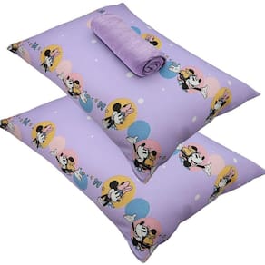 Jogo De Cama Portallar Casal Malha 100% Algodão Disney Minnie Feliz 3 Peças Lavanda