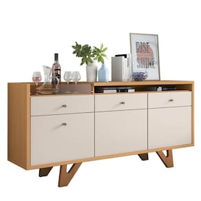 Buffet Aparador Cristal Com 2 Portas E 2 Gavetas Cinamomo-off White - Pr Móveis Cinamomo-off White