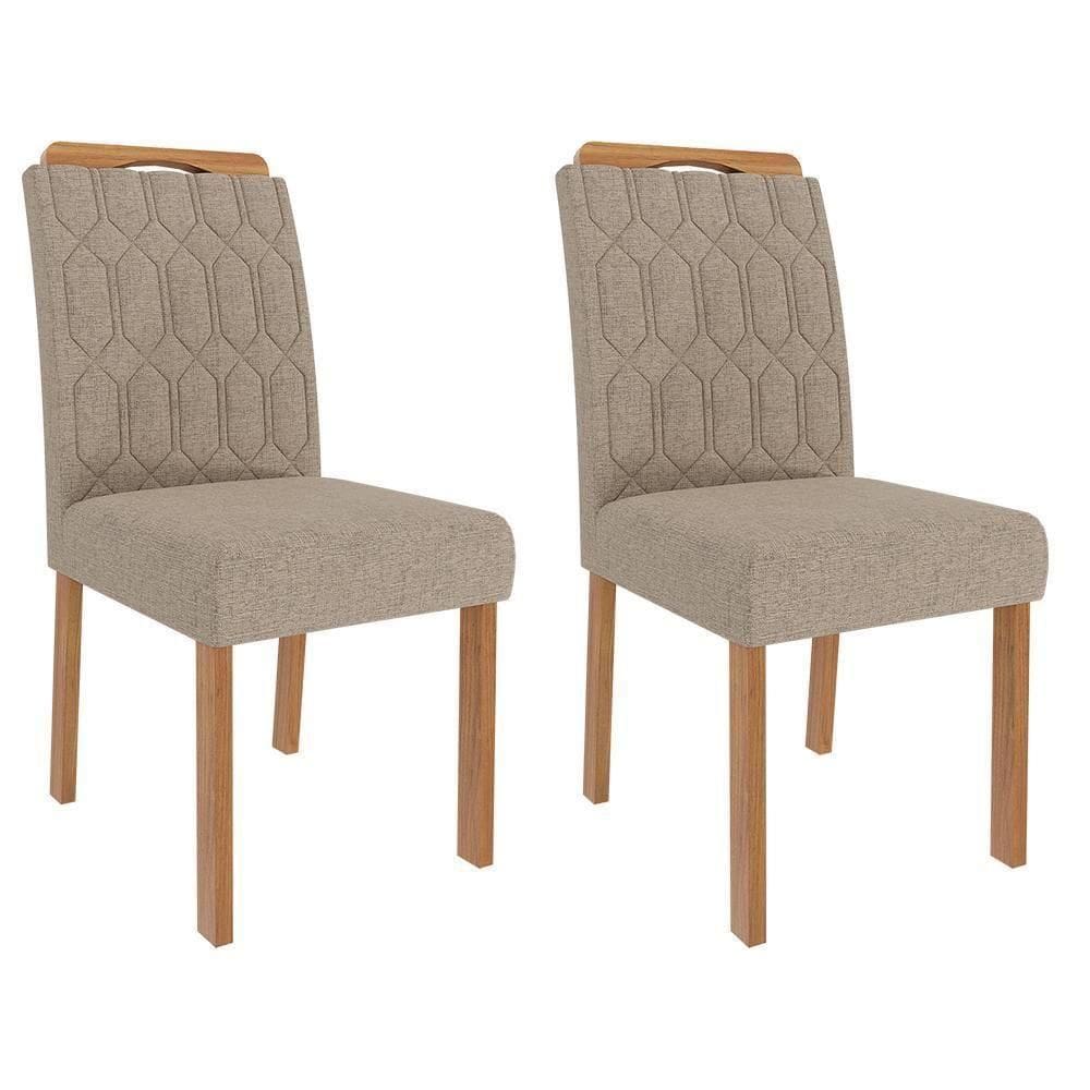 Conjunto 2 Cadeiras Paola Wood Madeira-linho Bege - Cimol Móveis Madeira-linho Bege