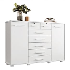 Cômoda Fontana 2 Portas E 7 Gavetas Branco Fosco - Móveis Albatroz Branco Fosco