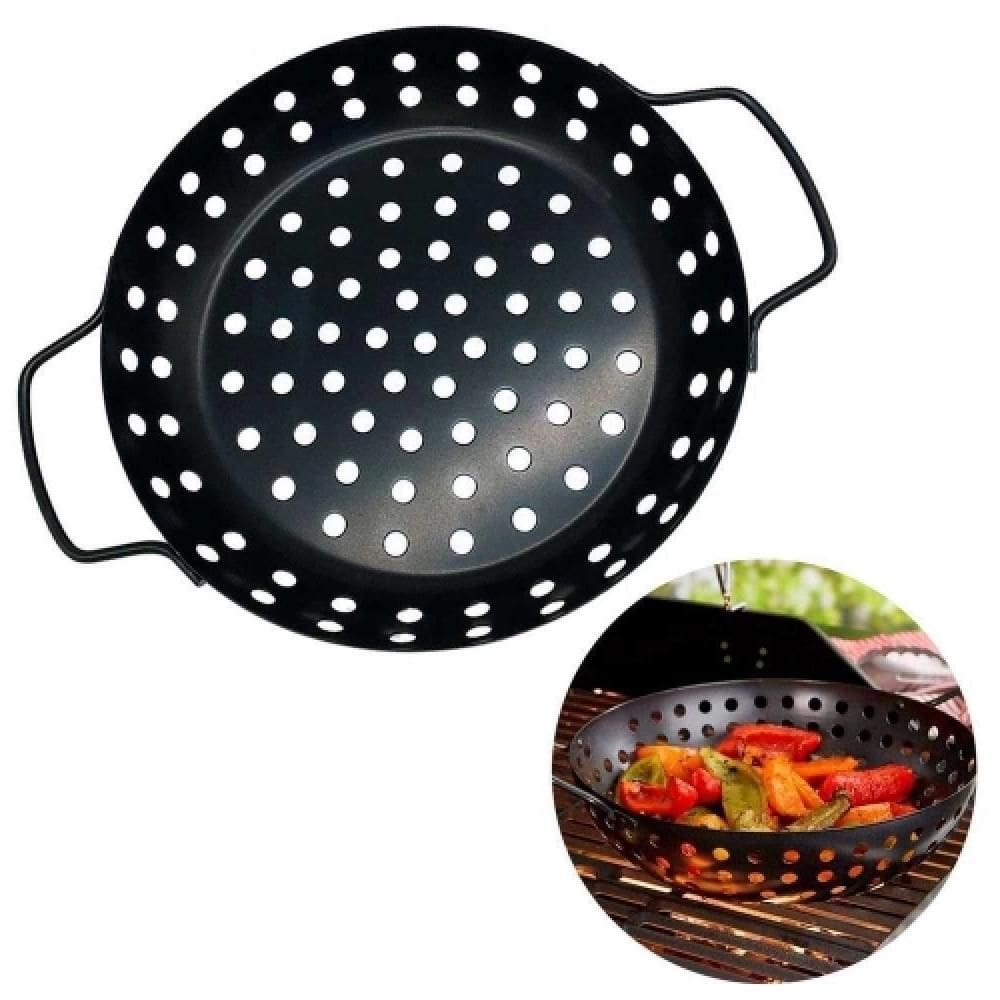 Panela Grelha Churrasqueira Antiaderente Frigideira Vazada Grelhar Camarao Legumes Peixe
