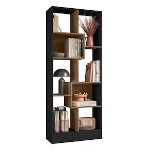 Estante Livreiro Com 8 Nichos Preto Fosco-carvalho - Qmovi Preto Fosco-carvalho