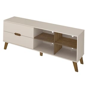 Rack Bancada 75 Pol Mdf 2 Gavetas Cedro Off White Arly Cedro Off White