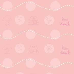 Papel De Parede Arvore E Casa Fundo Rosa Quarto Infantil