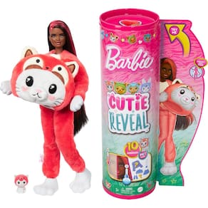 Boneca Barbie Cutie Reveal com fantasia de animal e 10 surpresas