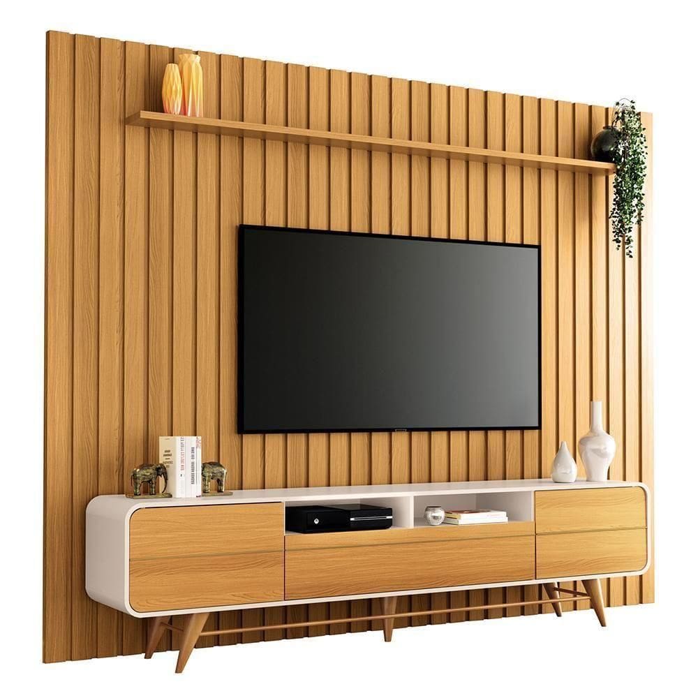 Rack Bancada época Com Painel You Off White-cinamomo Para Até 85? - Hb Móveis Off White-cinamomo
