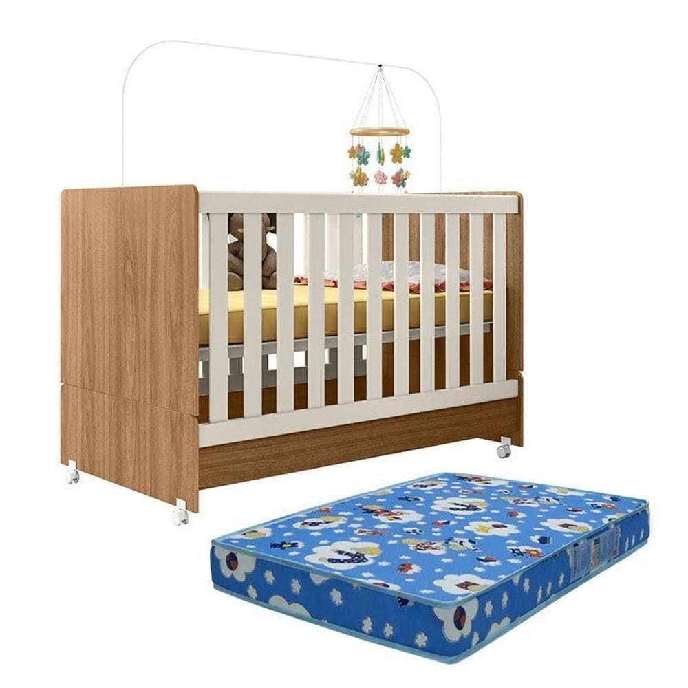 Berço Mini Cama Nature-off White Com Colchão Baby Physical - Peternella Móveis Nature-off White