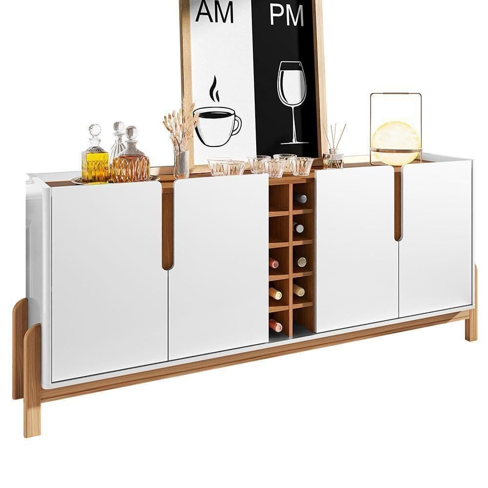 Buffet Aparador Lizz 190cm 4 Portas Com Adega Branco-cedro - Casa D Branco-cedro
