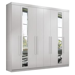 Guarda Roupa Casal Master New 8 Portas Branco Com Espelho - Santos Andirá Branco