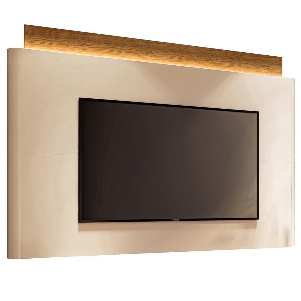 Painel Para 85 Pol Orgânico Com Led 208cm Aslan B01 Off White Cinamomo - Lyam Decor