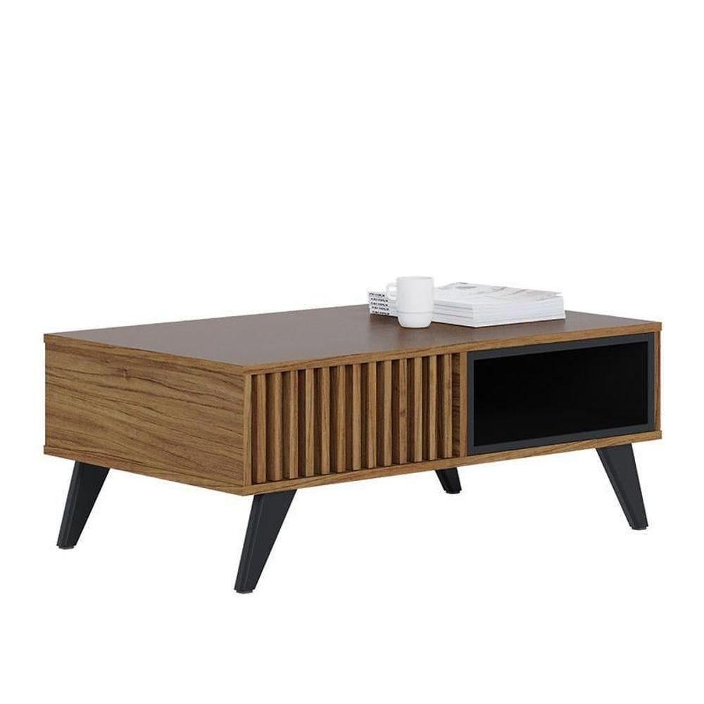 Mesa De Centro Jeri Ripada Noce Milano-preto - Pr Móveis Noce Milano-preto