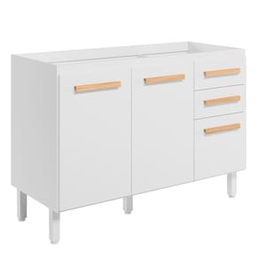Balcão De Cozinha Intenza 120cm Branco Sem Tampo - Nicioli Branco