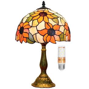 Candeeiro de mesa Blivuself Tiffany Stained Glass Girassol Amarelo