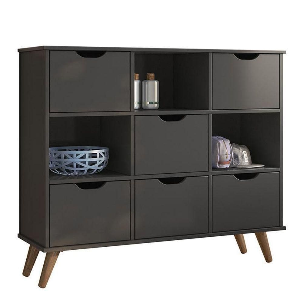 Nicho Organizador Retrô 1478 Com 6 Gavetas Preto - Qmovi Preto