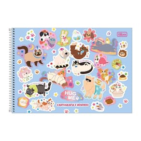 Caderno Brochura Meia Pauta Hug Me 40 Folhas Capa Dura + Adesivos - Tilibra