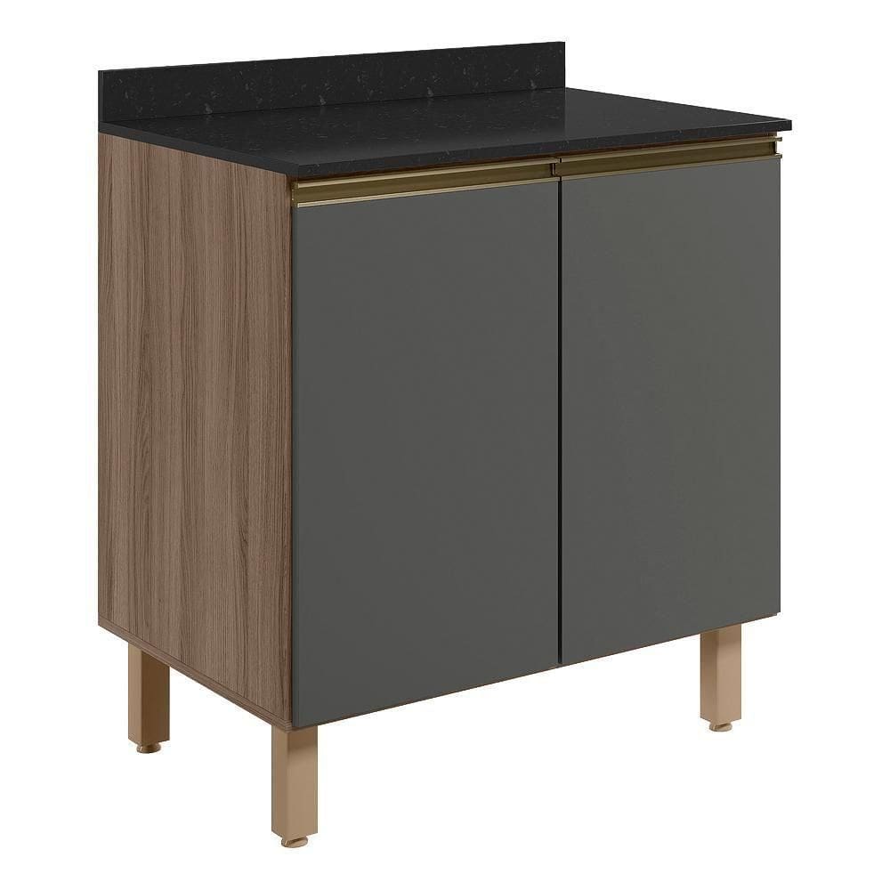 Balcao Com Tampo 2p 60 Cm Mdf Kali 12220 Carvalho Toq Chumbo Nicioli