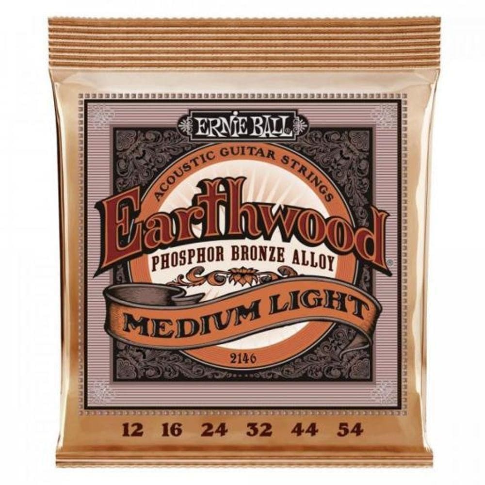 Encordoamento Para Violão Aço .012 Médio Leve Earthwood 2146 Ernie Ball [f002]