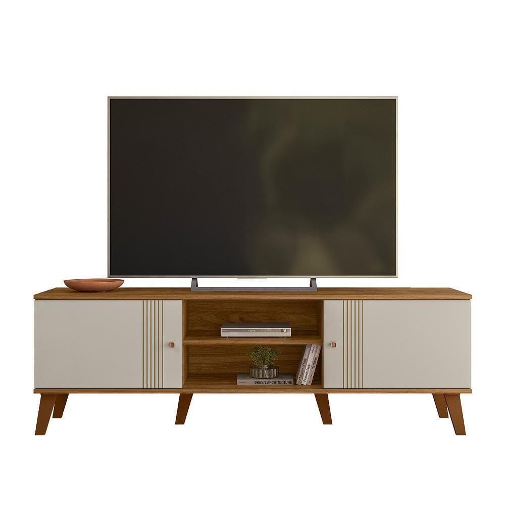 Rack Bancada Denver 160cm Nature-off White Para Até 65? - Peternella Móveis Nature-off White
